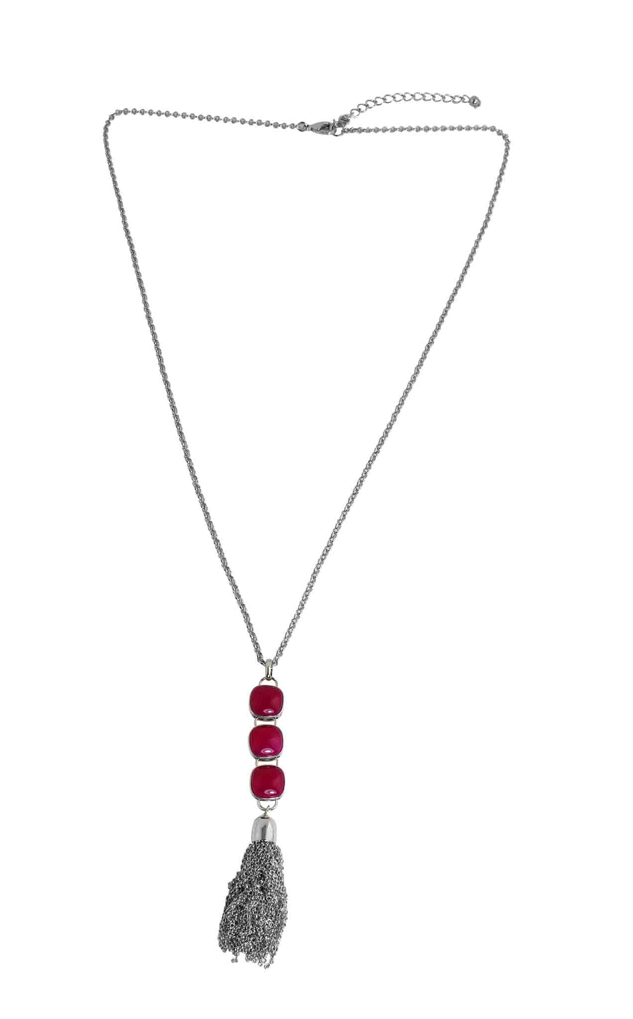 Square Mauve Agate Pendant Necklace