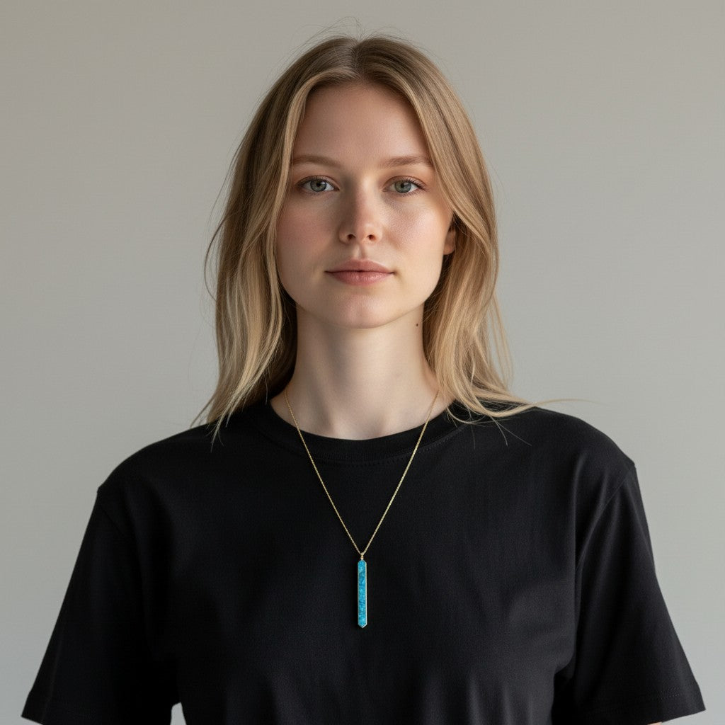 Copper Turquoise Pendant Necklace
