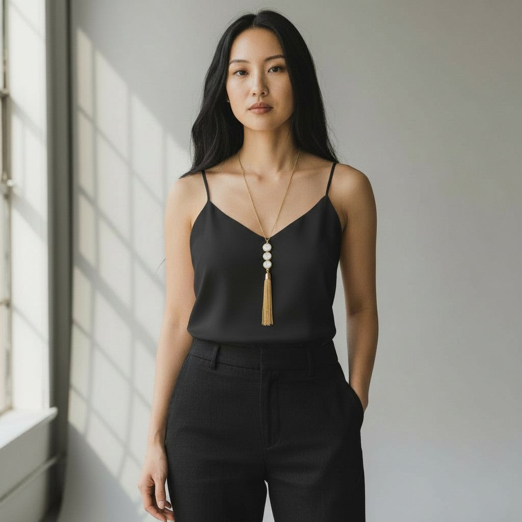 Square-Cut Crushed Pearl Pendant Necklace