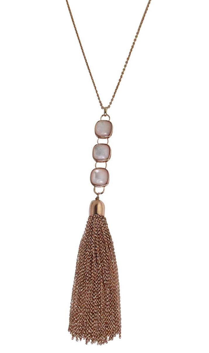 Square Peach Mother of Pearl Necklace
