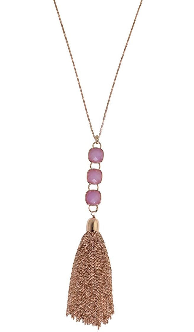 Square Faceted Pink Quartzite Necklace