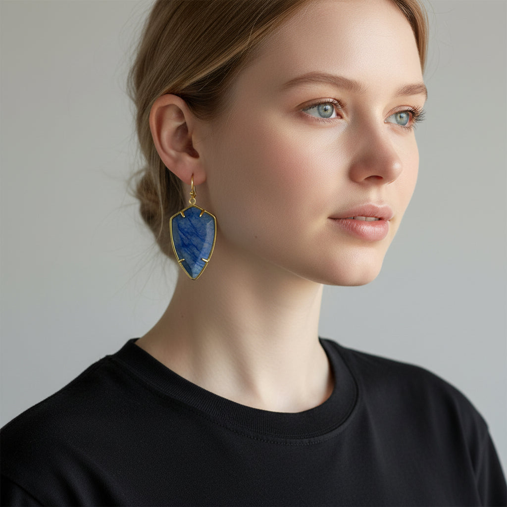 Tumbled Faceted Blue aventurine Earrings