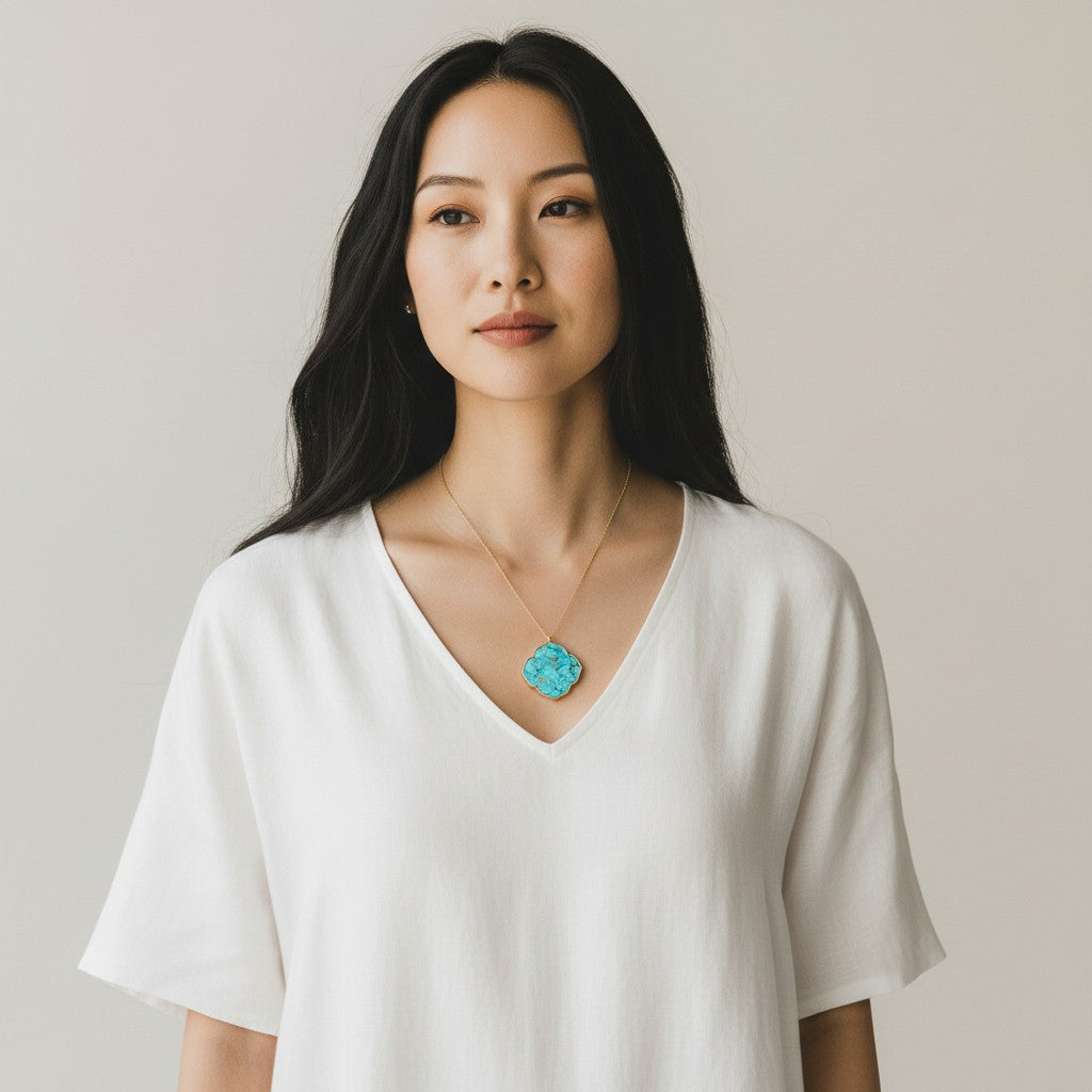 Copper Turquoise Pendant Necklace