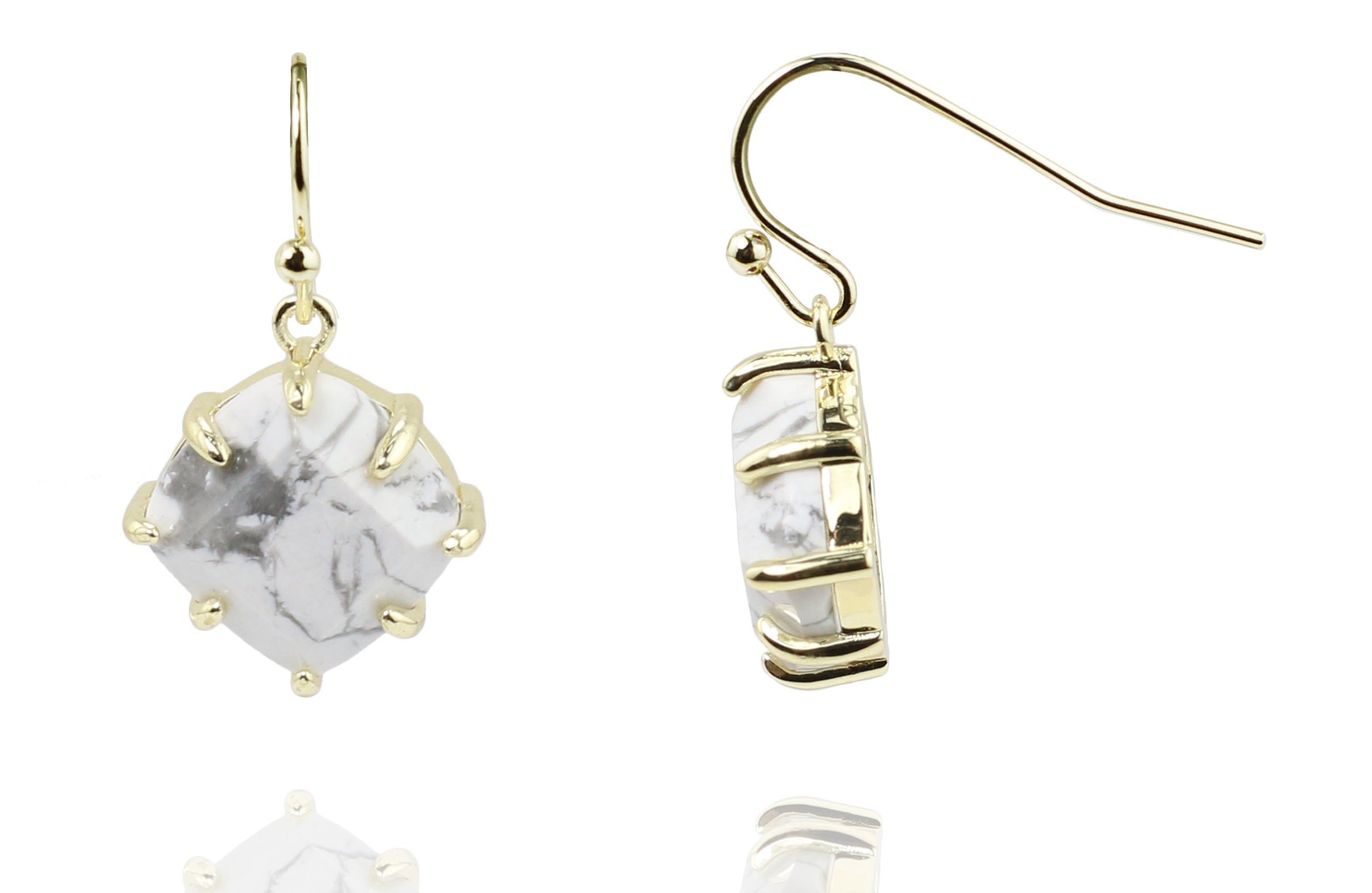 8 Prong Howlite Stone Earrings
