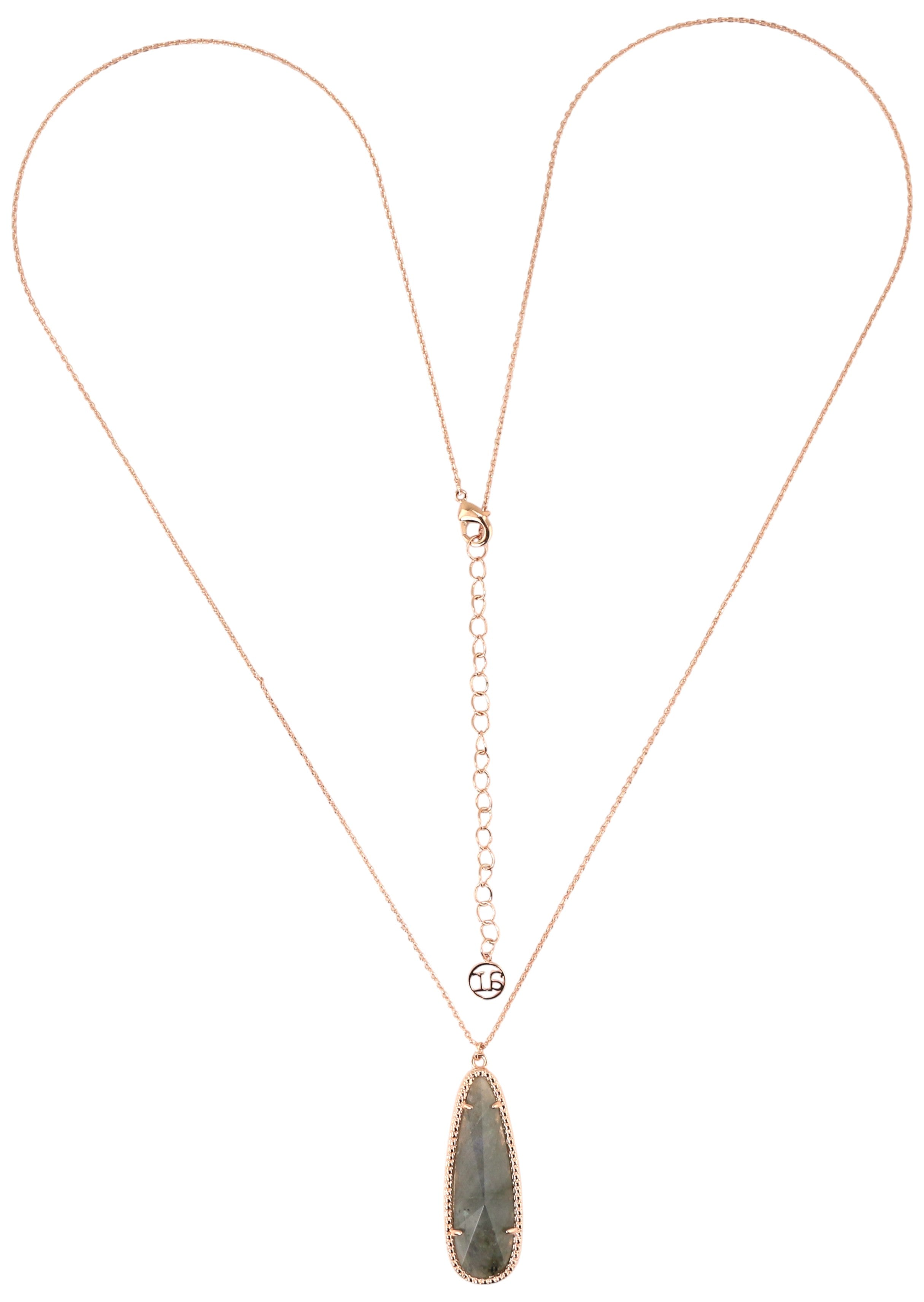 Rose Gold Teardrop Labradorite Pendant Necklace
