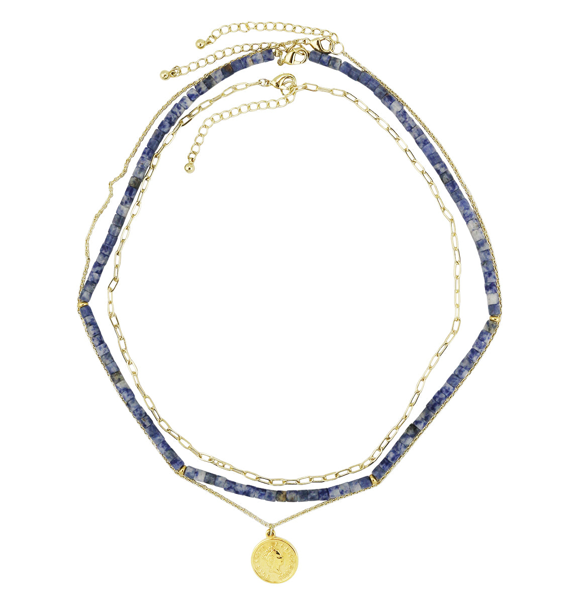 3-Strand Set Blue Dot Jasper Necklace