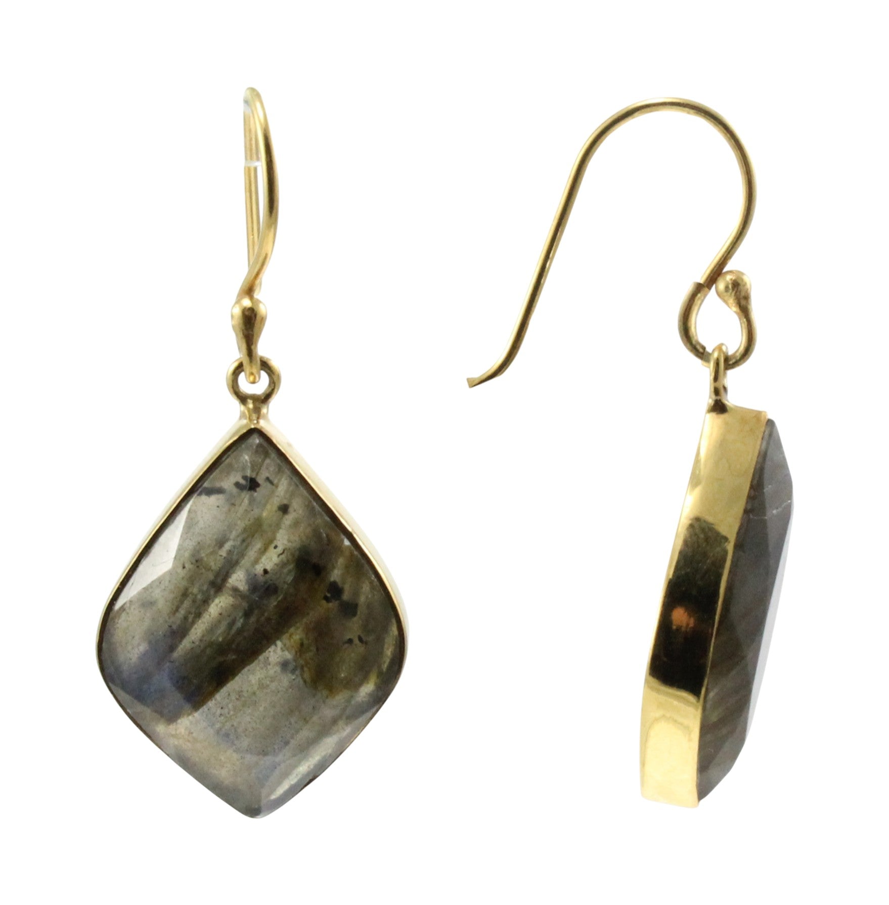 Radiant Labradorite Dangle Earrings in Gold Finish