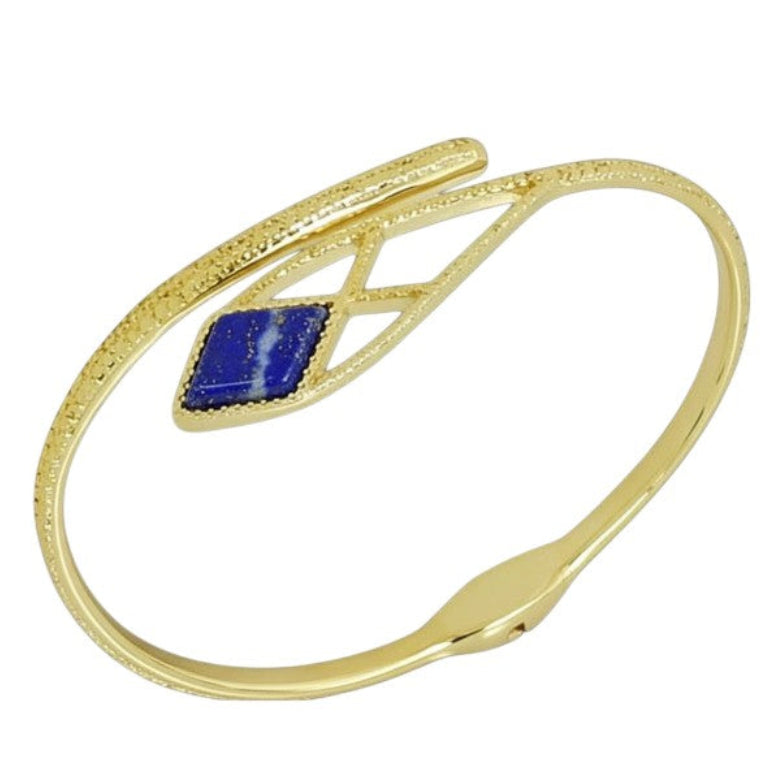 18K Gold Lapis Hinge Bangle