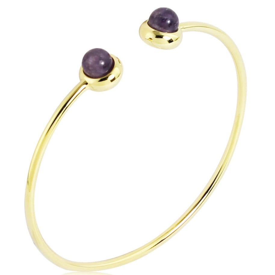 Round Amethyst Wire Cuff Bracelet