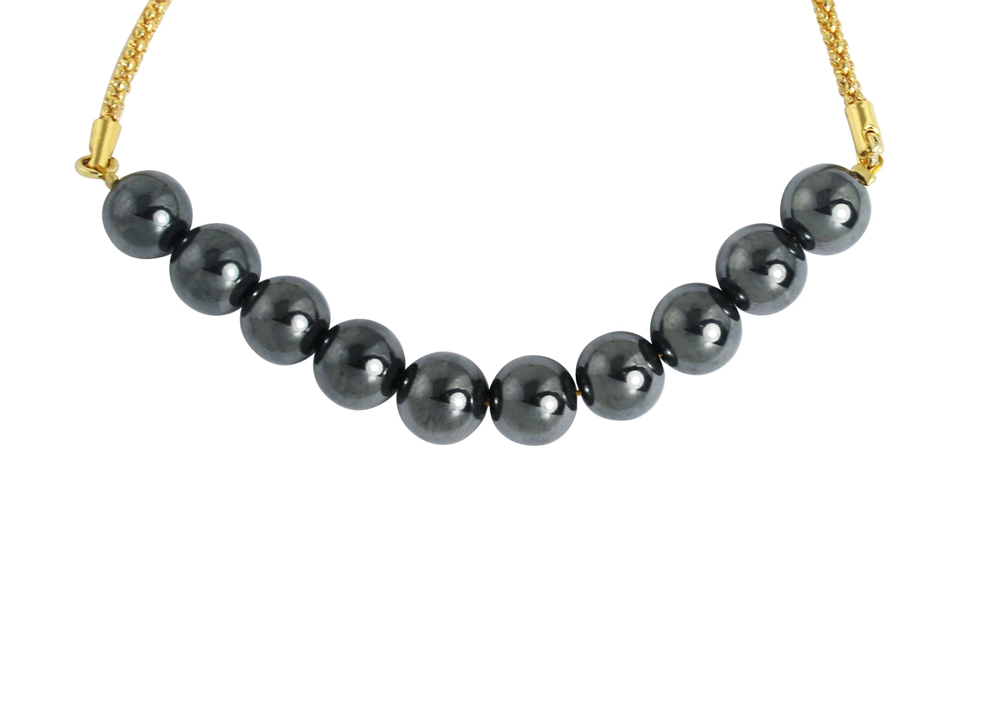Round Hematite Beaded Adjustable Bracelet
