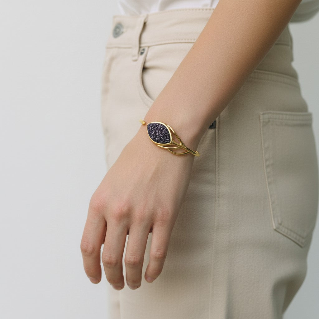Tumbled Purple Druzy Bangle