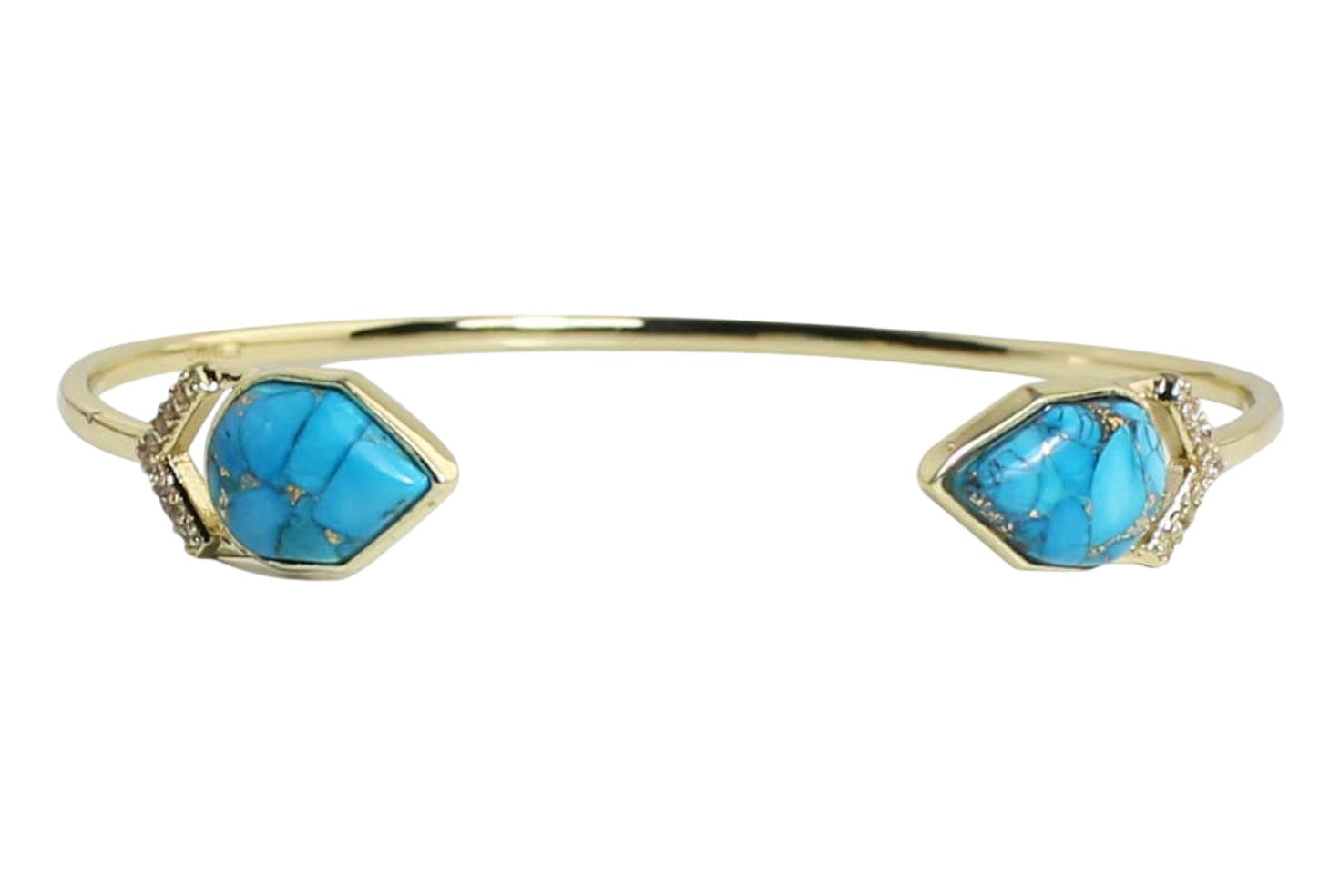 Two-Arrows Copper Turquoise Bangle Bracelet