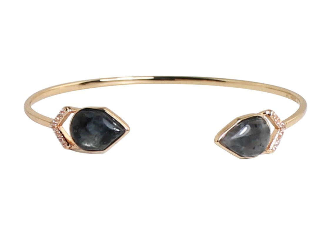 Two-Arrows Larvikite Bangle Bracelet