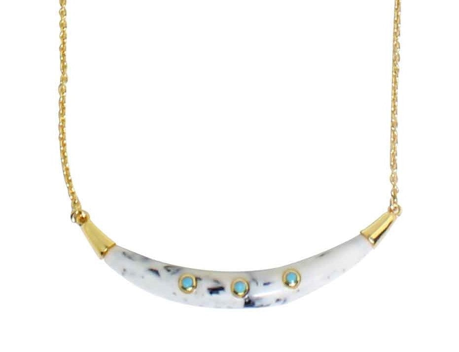 Horn Resin Necklace with Round Blue Preciosa Crystal