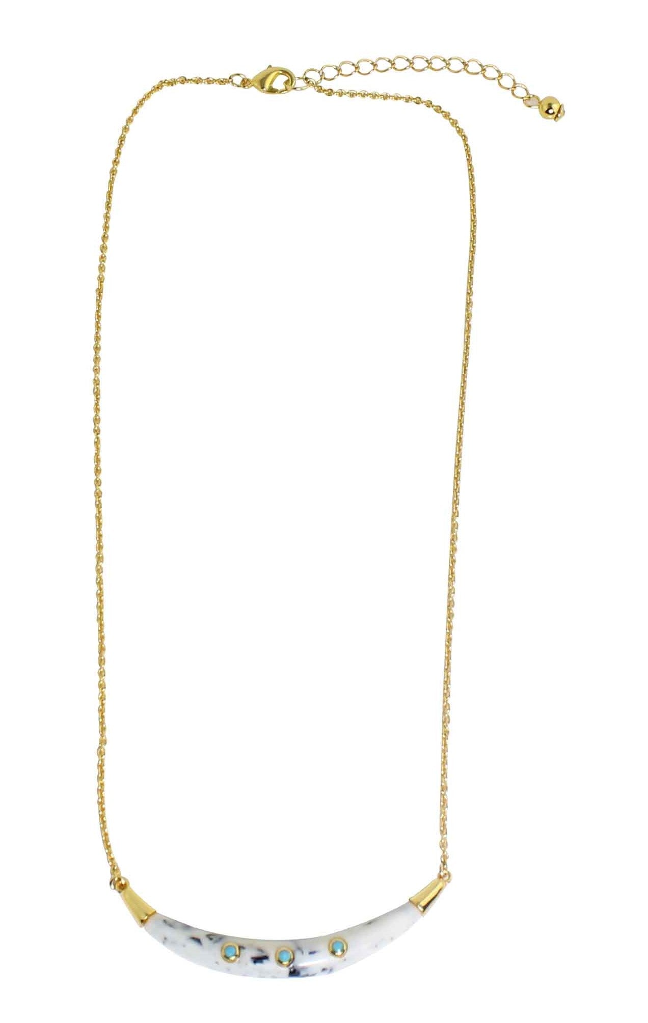 Horn Resin Necklace with Round Blue Preciosa Crystal