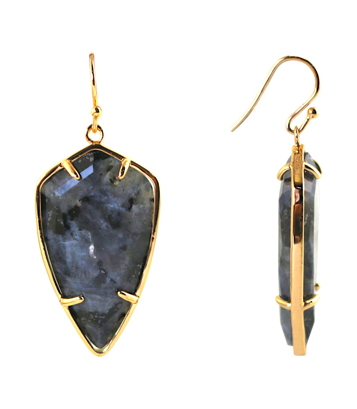 Tumbled Faceted Larvikite Earrings