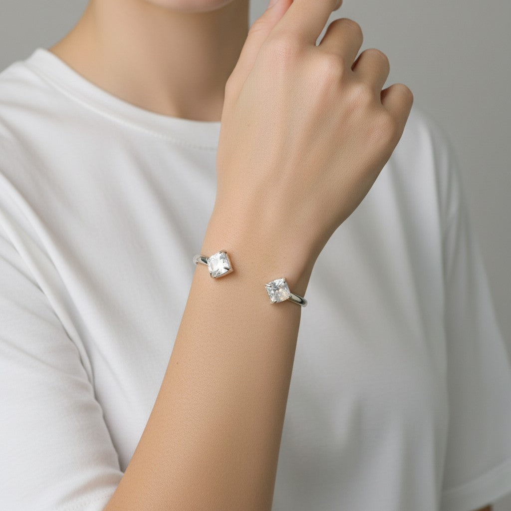 Square Crushed Pearl Cuff Bracelet
