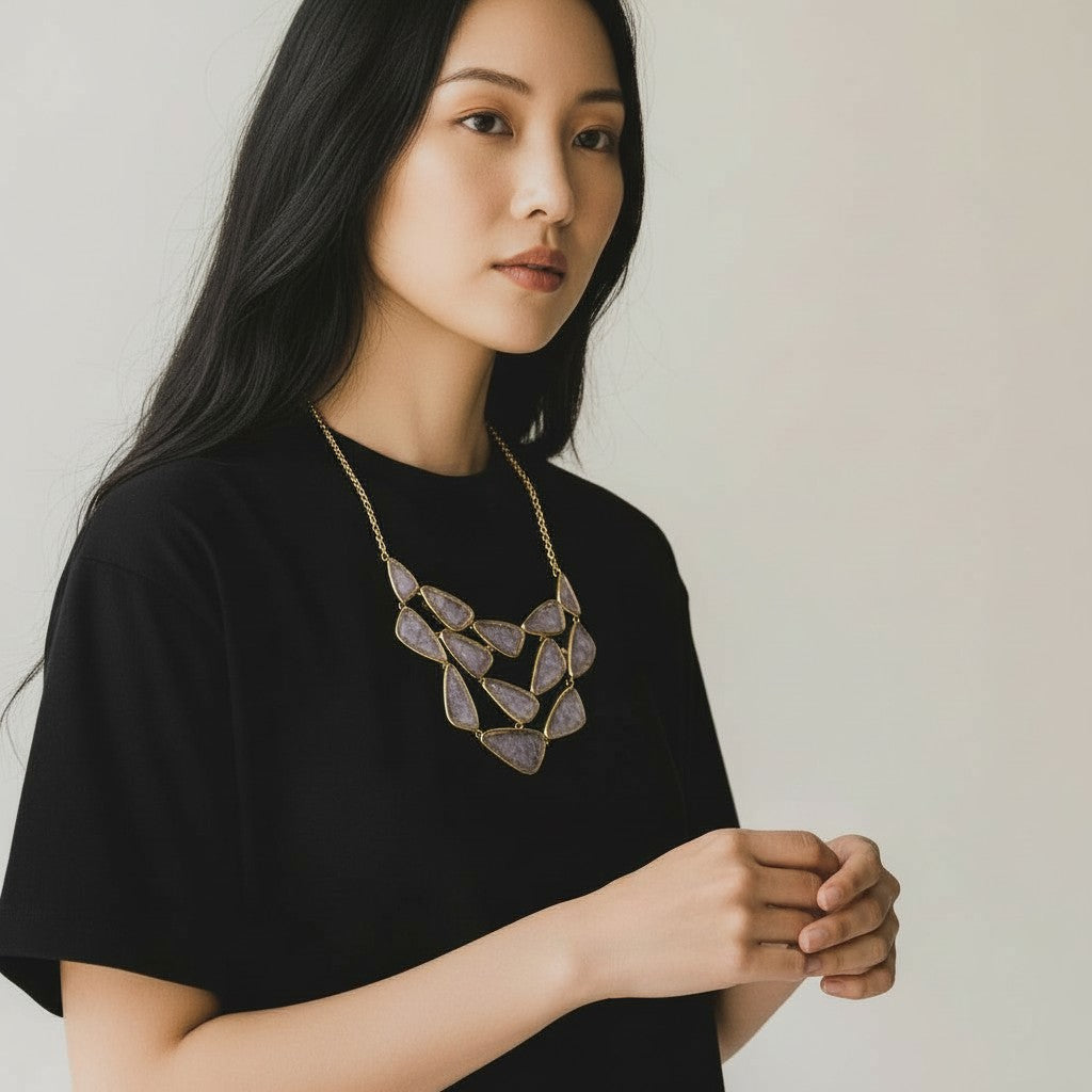 Amethyst & Crushed Pearl Necklace