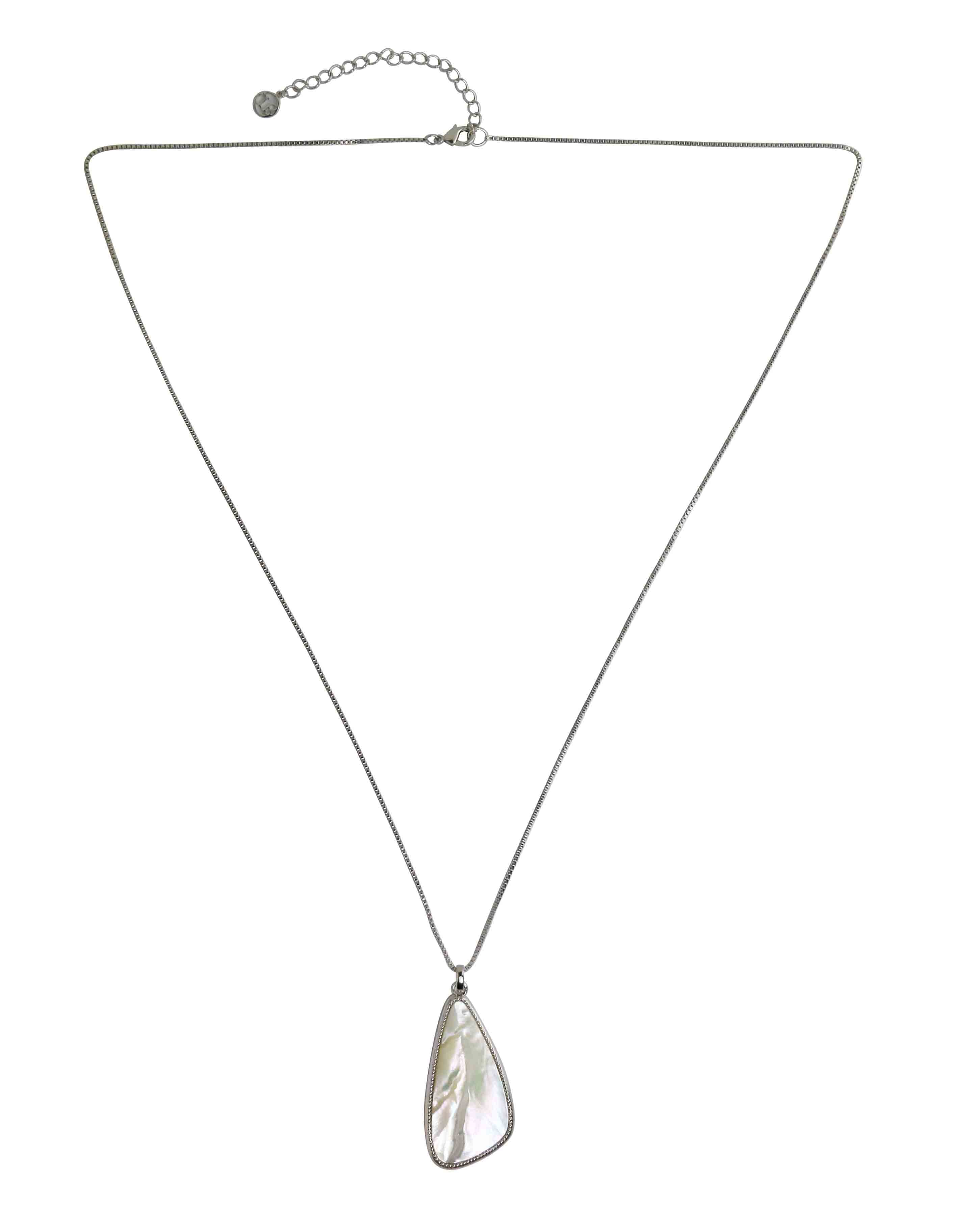 Tumble faceted White Mother Of Pearl Pendant Necklace