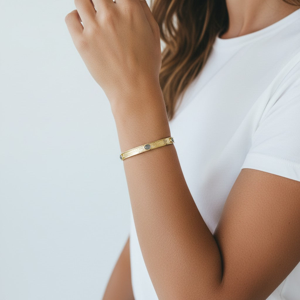 Oval Labradorite Cuff Bangle