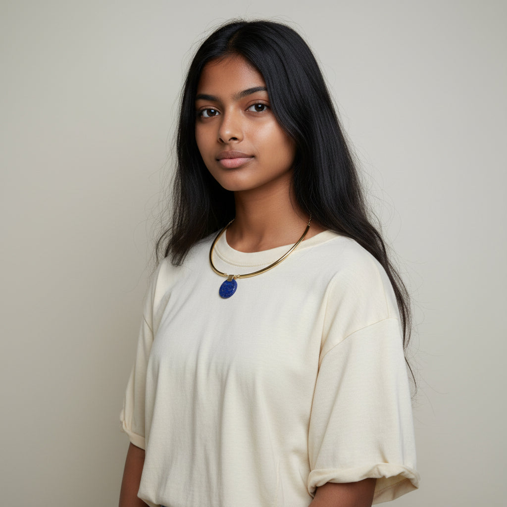 Round Flat Lapis Pendant