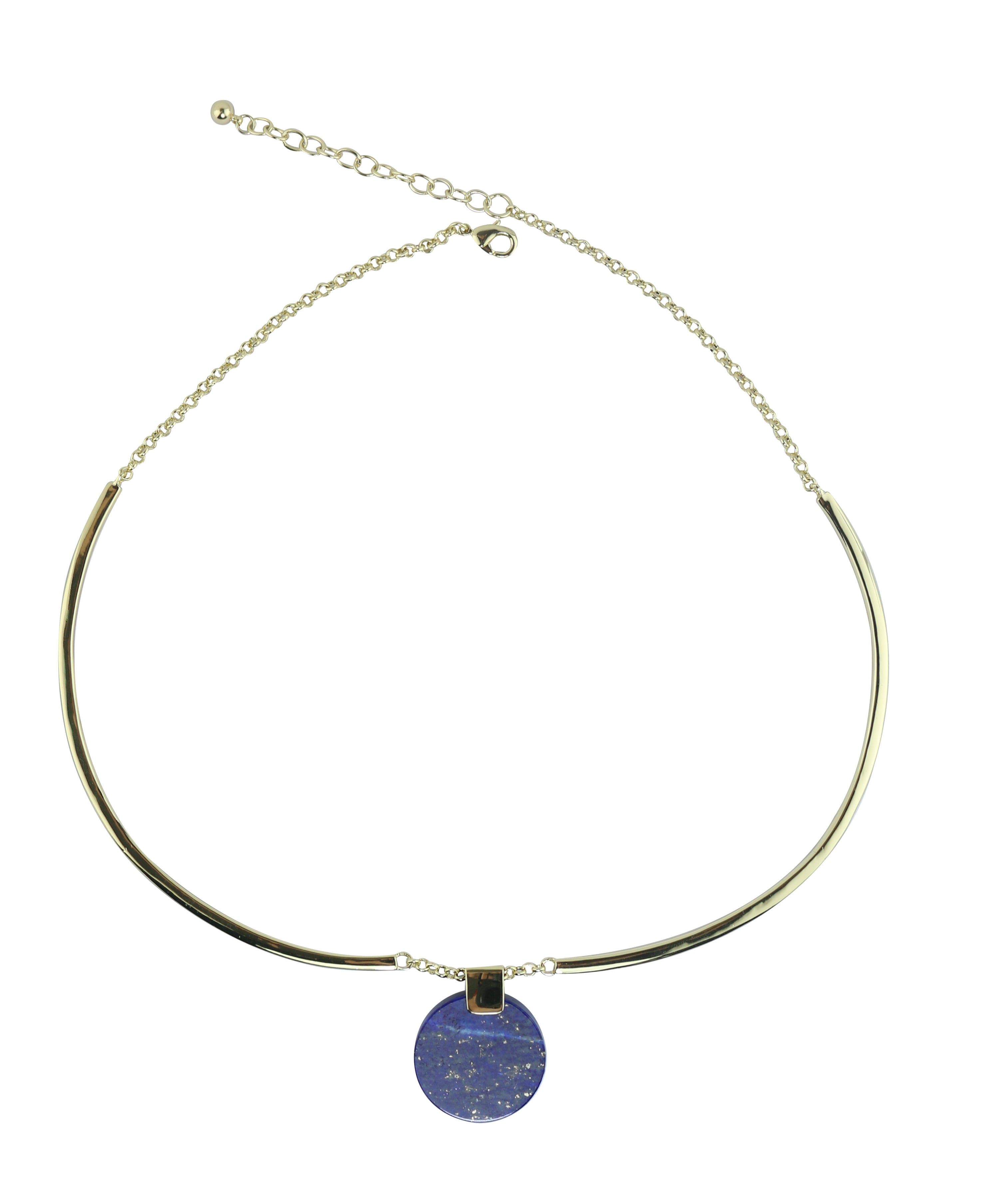 Round Flat Lapis Pendant