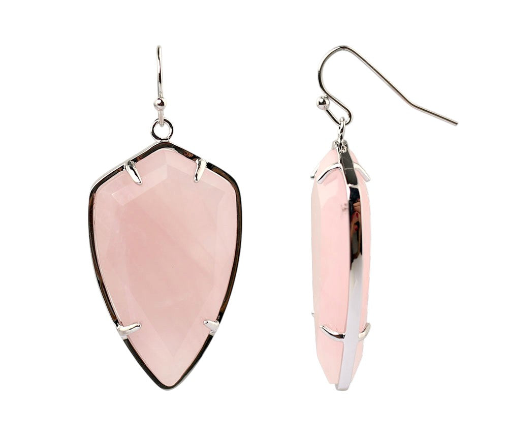 Tumbled Faceted Rose Quartz Earrings