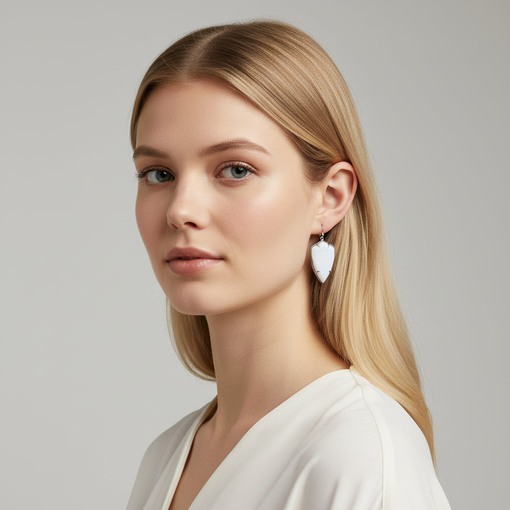 Tumbled Faceted White Shell Earrings