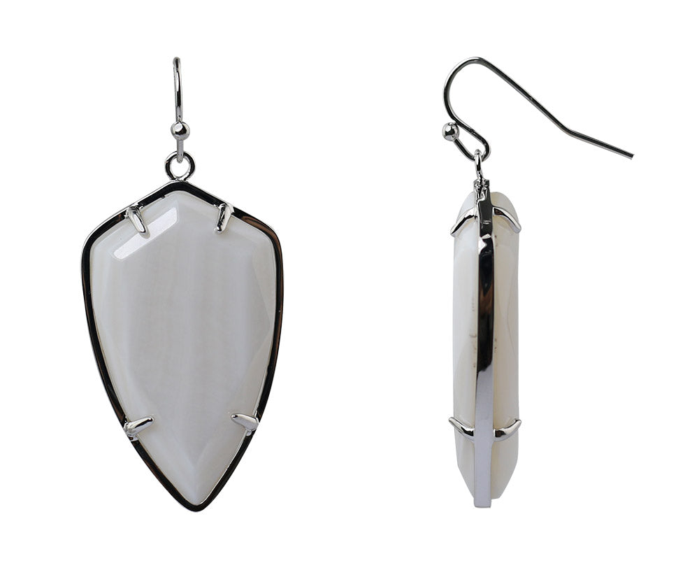 Tumbled Faceted White Shell Earrings