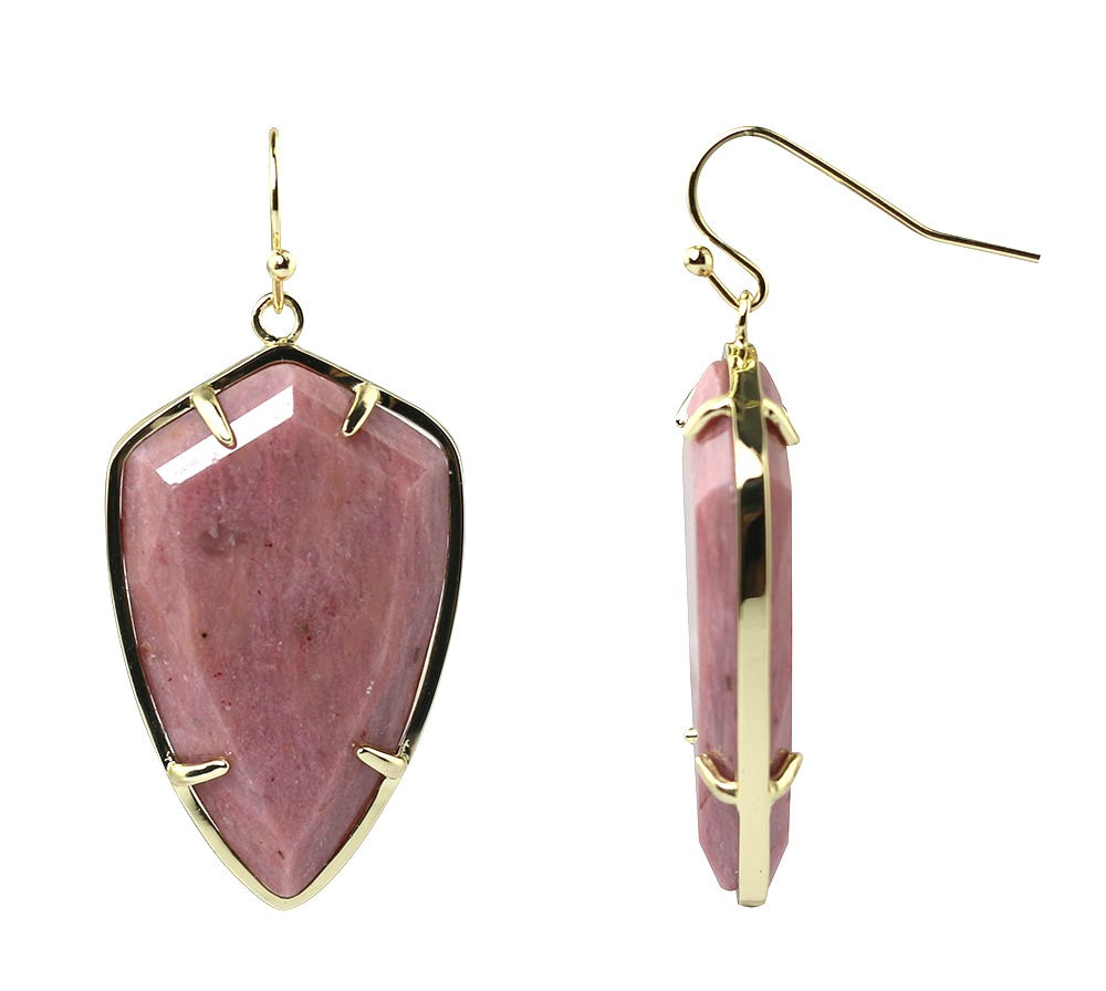 Tumbled Faceted Rhodonite Jasper Earrings