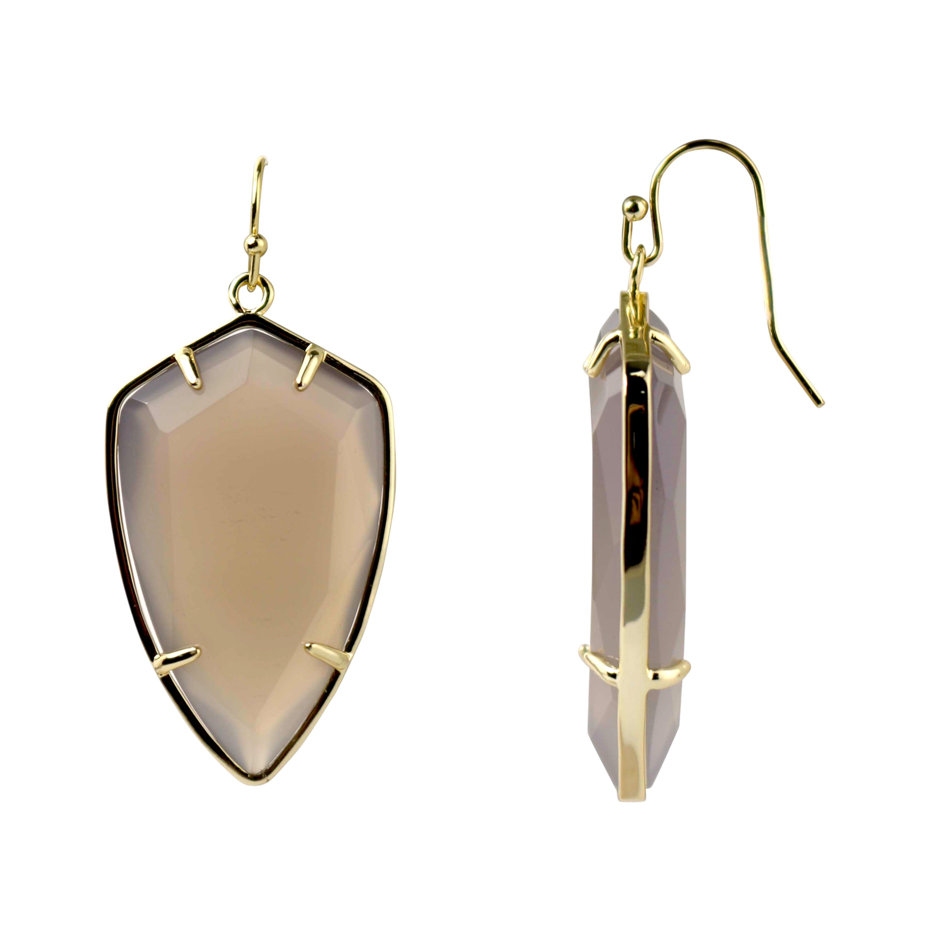Tumbled Faceted Gray Agate Earrings