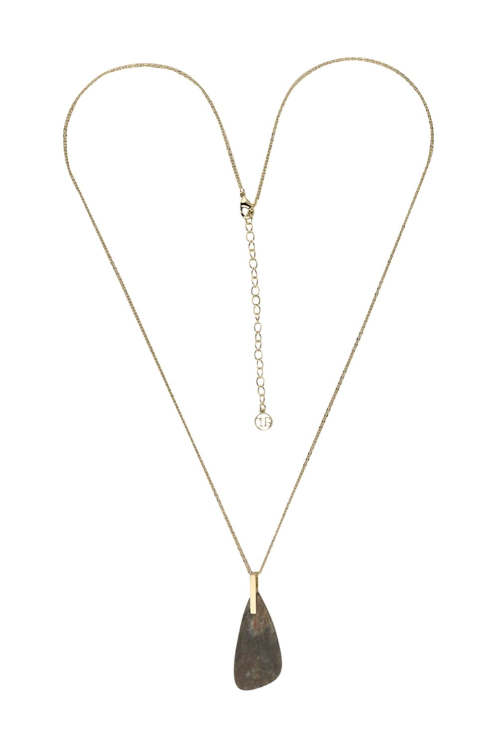 Gold-Tone Labradorite Tumbled Flat Pendant Necklace