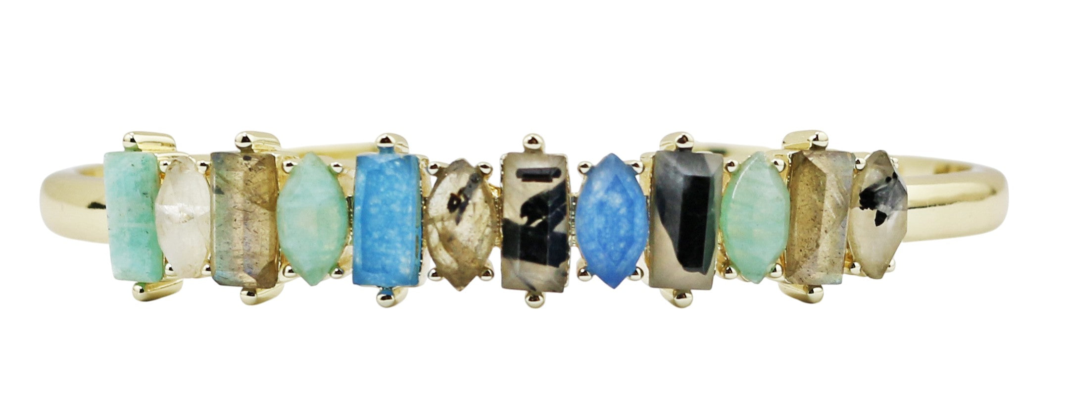 Gold-Tone Multi-Gemstone Cuff Bracelet