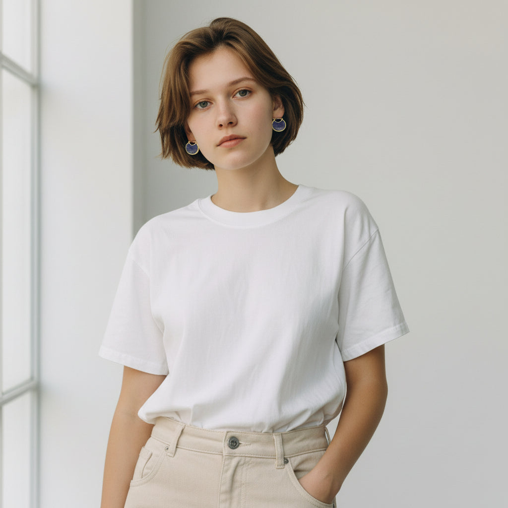 Gold-Tone Curved Lapis Earrings