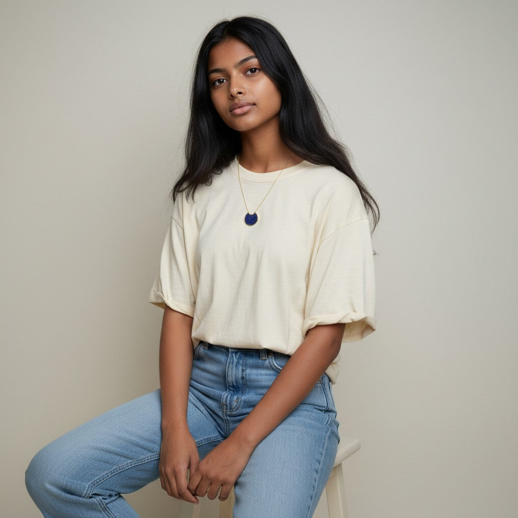 Lapis Curved Stone Necklace