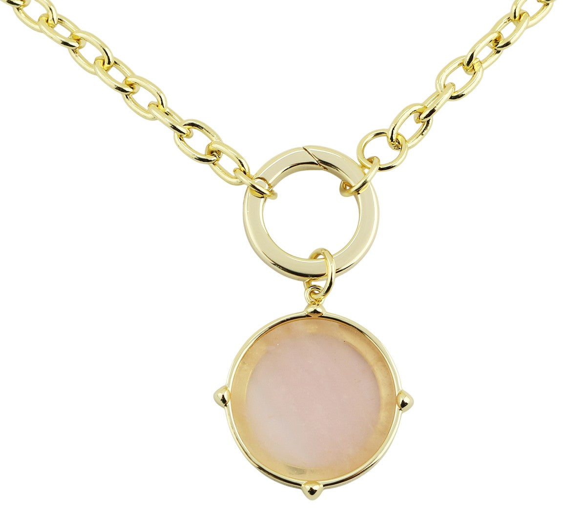 Bulky Chain Mother of Pearl Pendant Necklace