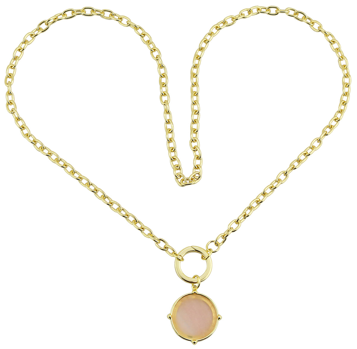 Bulky Chain Mother of Pearl Pendant Necklace