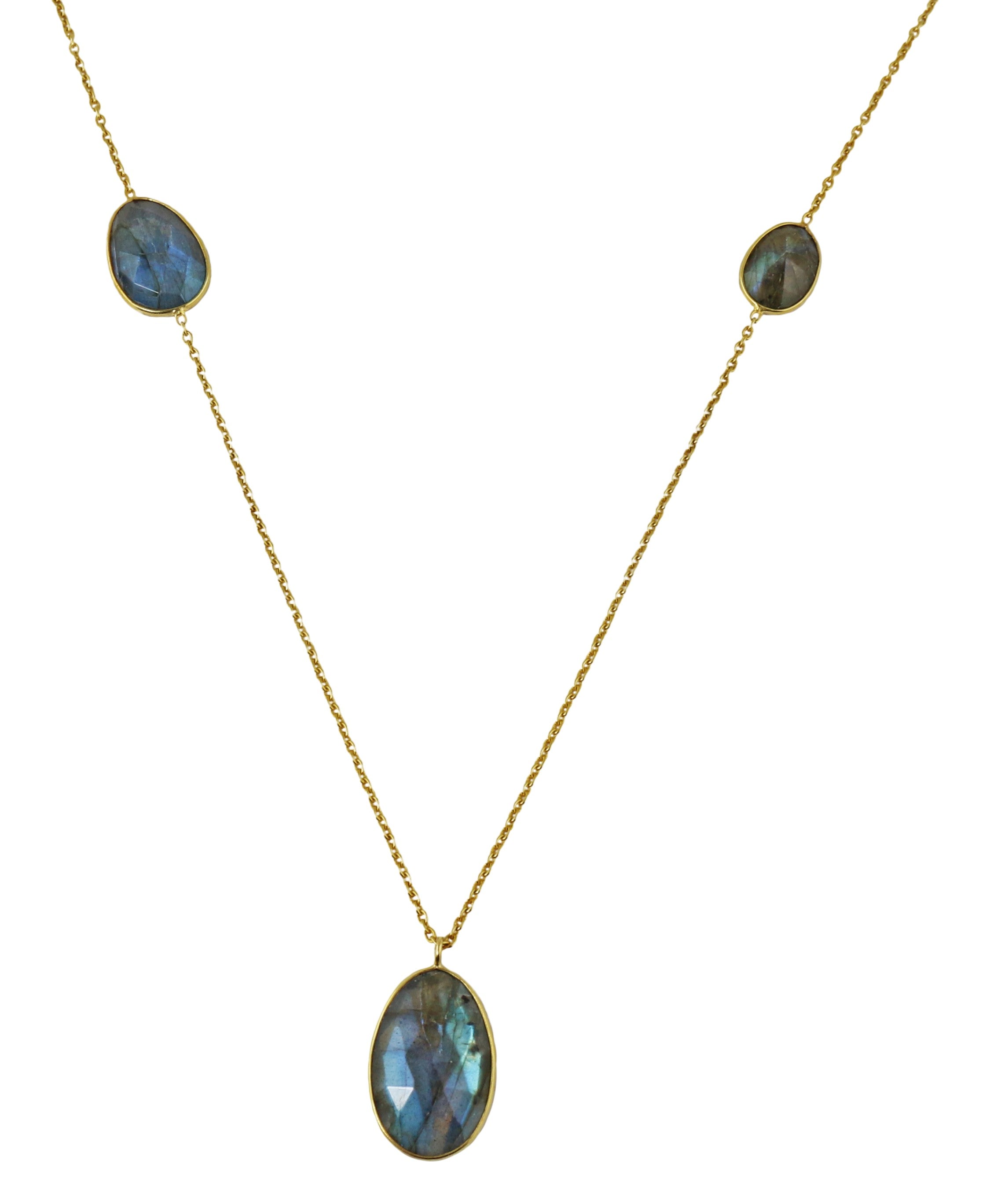 3 Stone Labradorite  Necklace