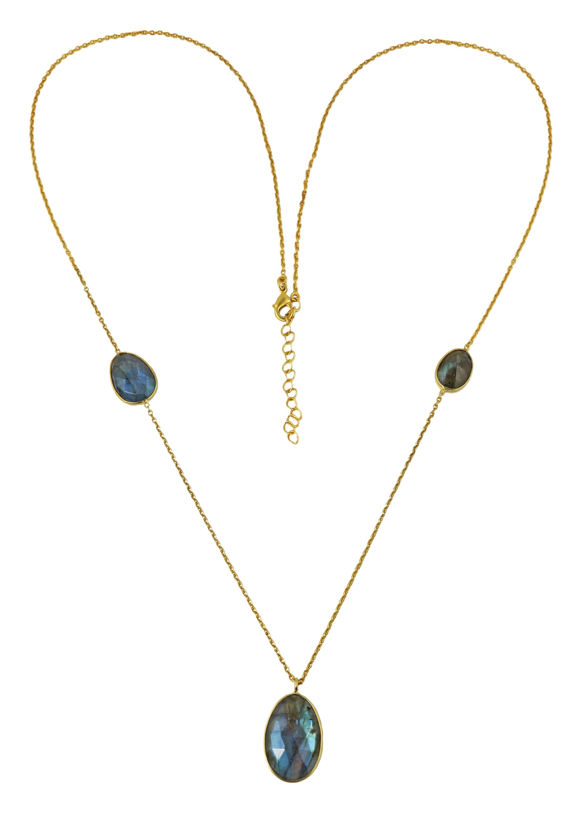 3 Stone Labradorite  Necklace
