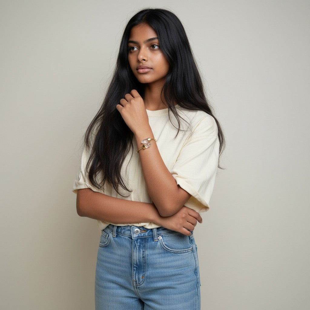 Clear Quartz Points Cuff Bracelet