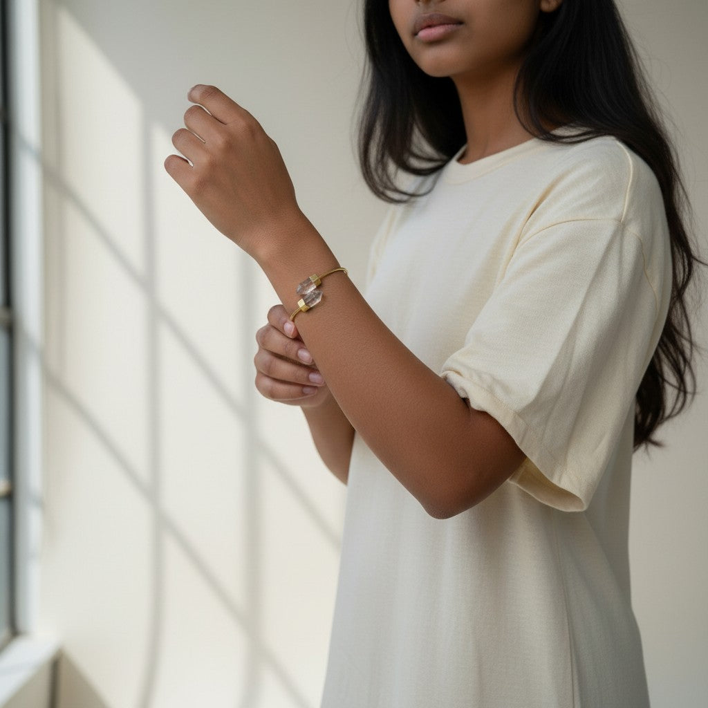 Clear Quartz Points Cuff Bracelet