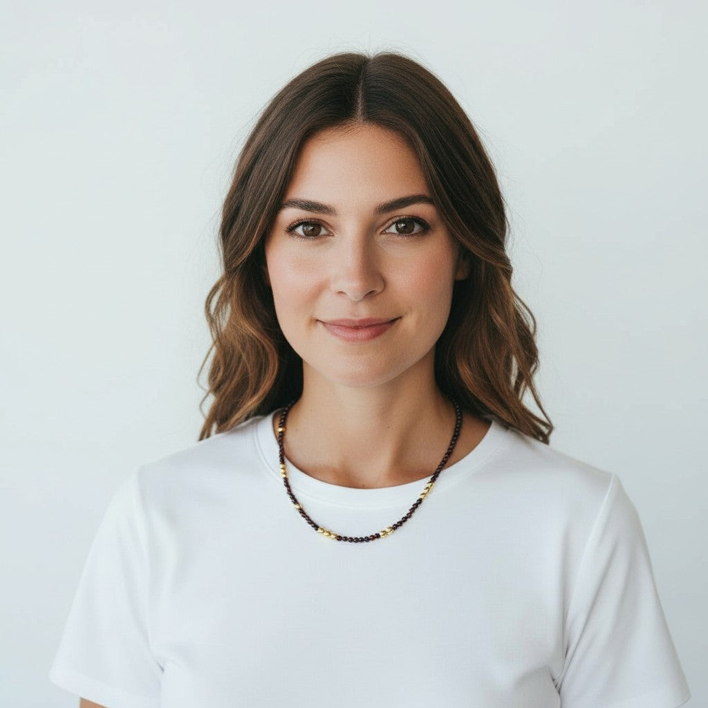 Red Tiger Eye Round Beaded Choker Necklace