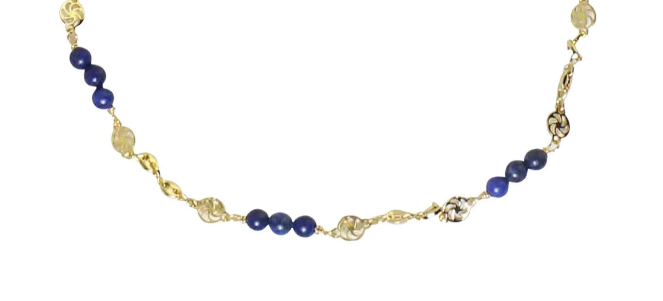 Lapis Round Beaded Choker Necklace