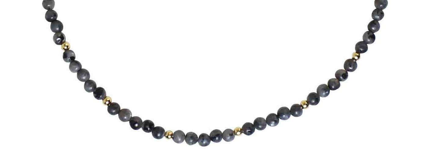 Larvikite Round Beaded Choker Necklace