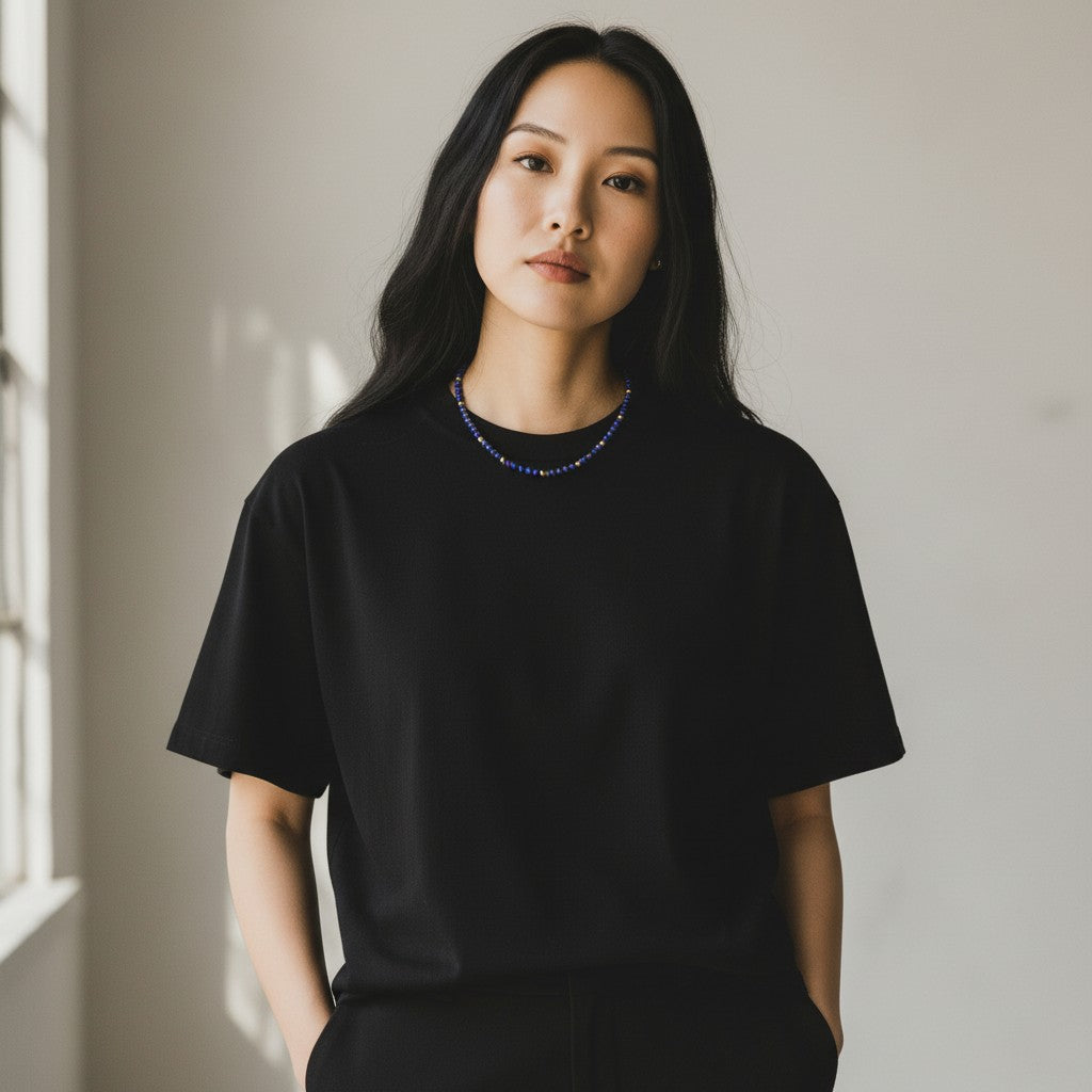 Lapis Round Beaded Choker Necklace