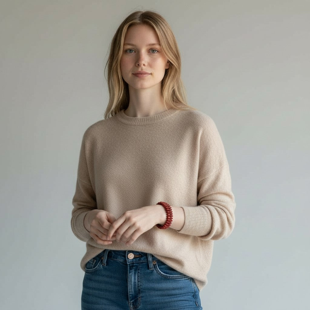 Red Bamboo Coral Stretch Bracelet
