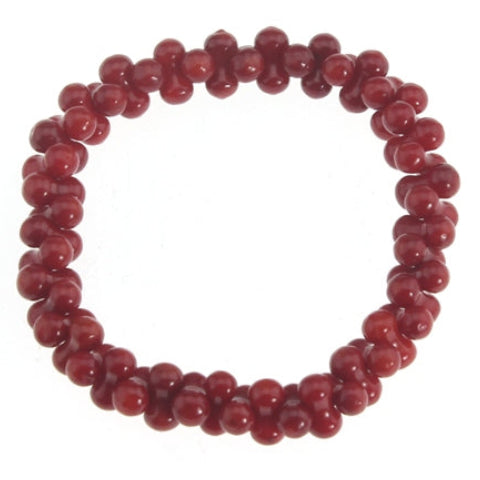 Red Bamboo Coral Stretch Bracelet