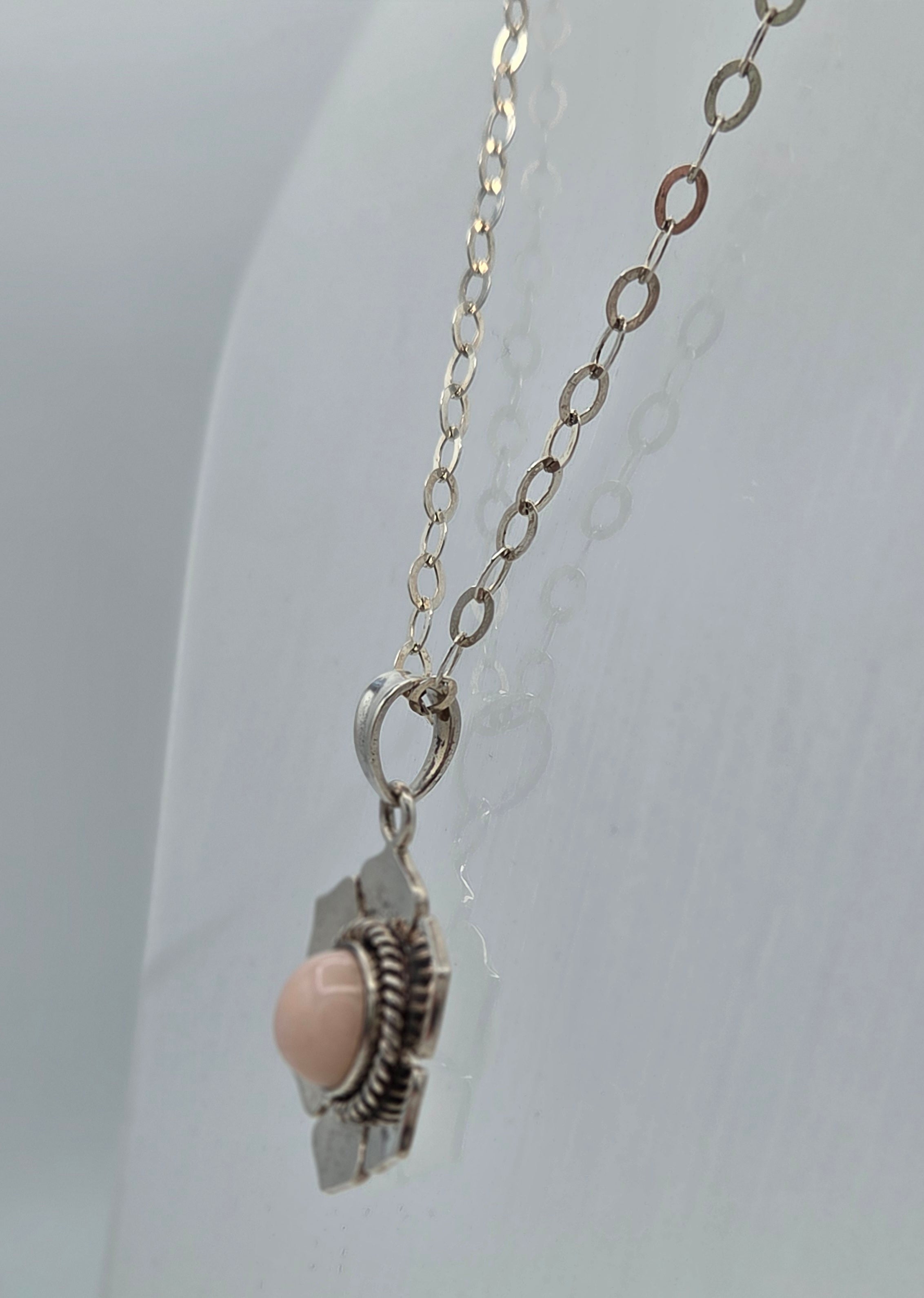 Sterling Silver and Pink Opal Necklace