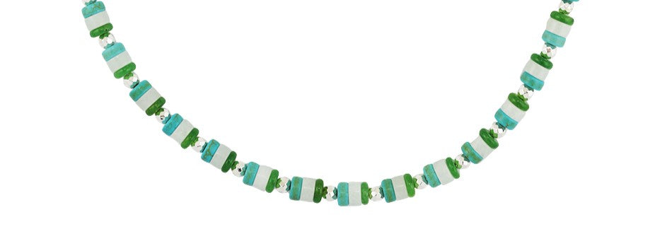 Green Agate, Magnesite, and Quartzite Beaded Necklace