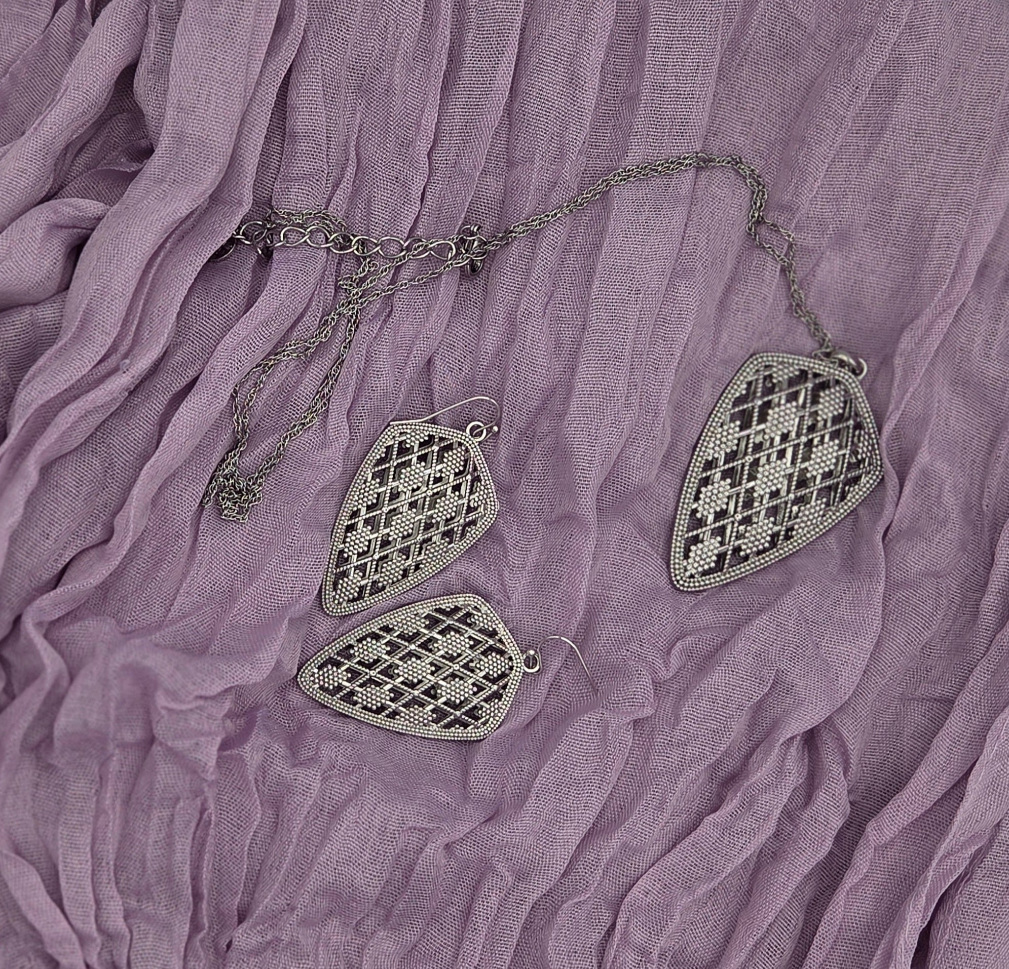 Filigree Necklace and Earrings Set